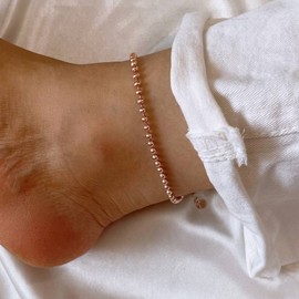 18k anklet 3mm ball chain rose gold (yellow gold) / 18k 발찌 3mm 볼 체인 로즈골드 은 골드（Yellow Gold）