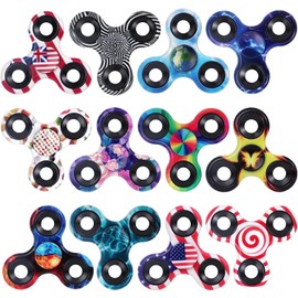 12 Pack Fidget Spinner Bulk for Kid Adult, Metal Tri-Spinner Fidget Toy Set Durable Hand Spinner EDC, Party Favors Supplies Goodie Bag Stuffers Classroom Prizes