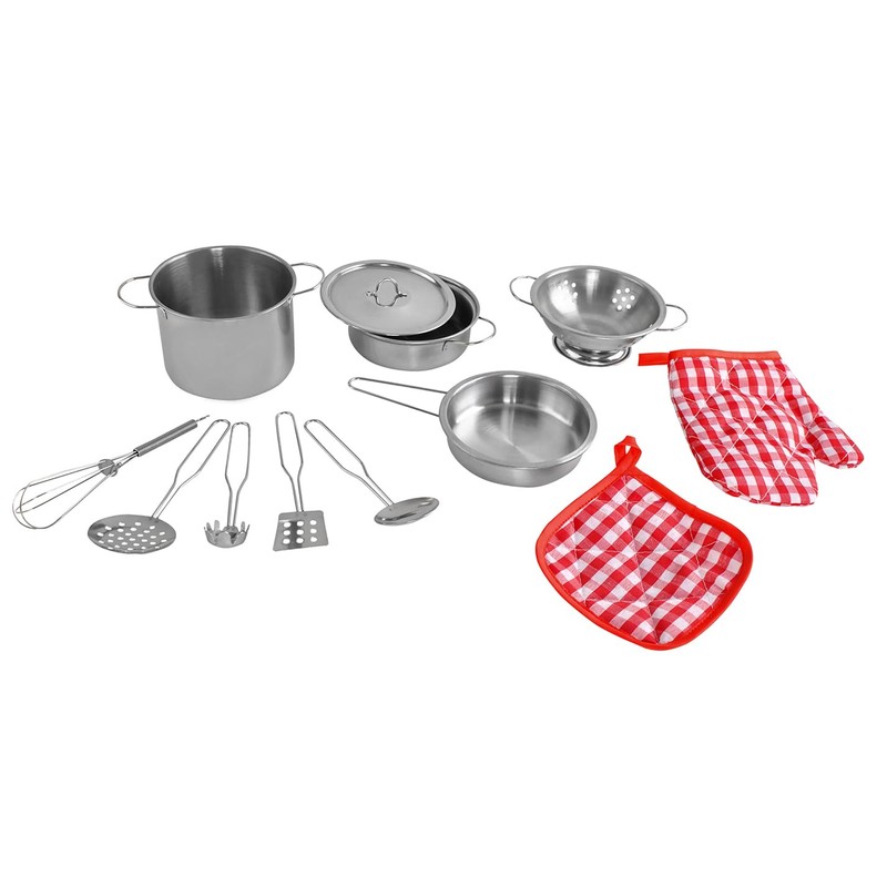 Children's cookware set with backpack, real-looking kitchen accessories, play kitchen
