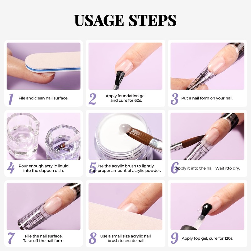 VANSISOS Acrylic Nail Kit for Beginner: Complete Set with 24