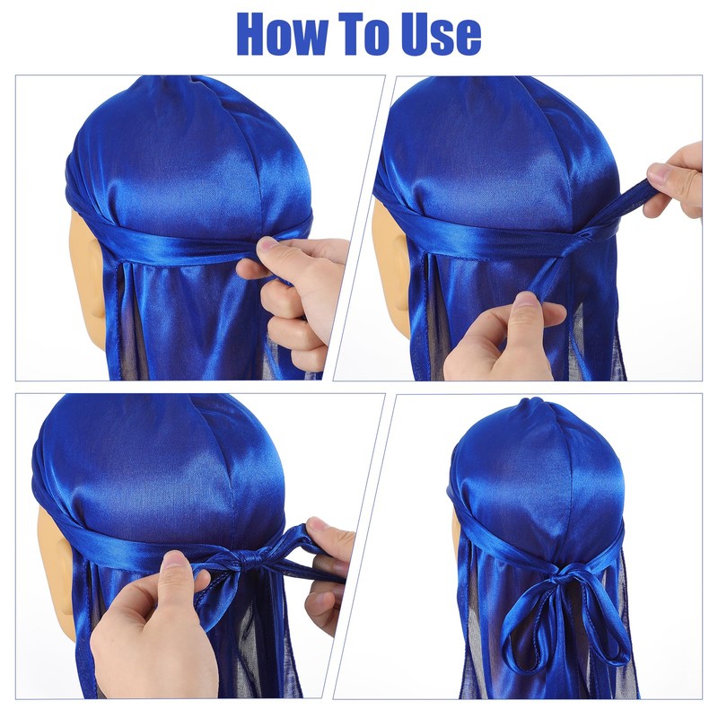 Wanmu 4Pcs Kids Silky Durag with Wave Caps Set, Silky