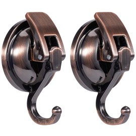 Apkhgtb Suction Cup Hooks for Shower, Bathroom, Kitchen, Glass Door, Mirror, Tile – Loofah, Towel, Coat, Bath Robe Hook Holder for Hanging – Waterproof Wreath Hanger (2, Red Bronze)