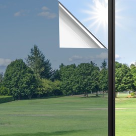 Haton Window Privacy Film One Way Window Tint for Home, Sun UV Blocking Heat Control Reflective Mirror Tinting Film See Out Not in Office Door Coverings, Silver 35.4" x 157.4"