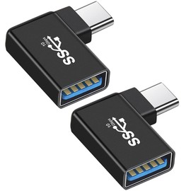 Seminer USB C to USB 90 Degree Adapter (Pack of 2), Angled USB-C to USB-A Adapter, USB C 3.1 10Gbps Male to Female OTG Adapter Compatible for MacBook, USB-C Devices