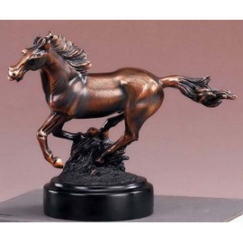 Equestrian Galloping Running Horse Statue - Figurine with Bronze Finish