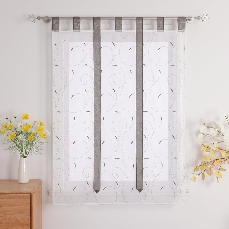 Yujiao Mao pack of 1 voile embroidered tie-top roman blinds,