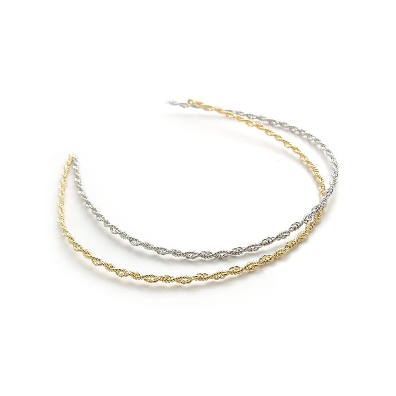 KOBE VINGTAINE HK-265-S Metal Rope Chain Headband, Twist Hair Accessory,