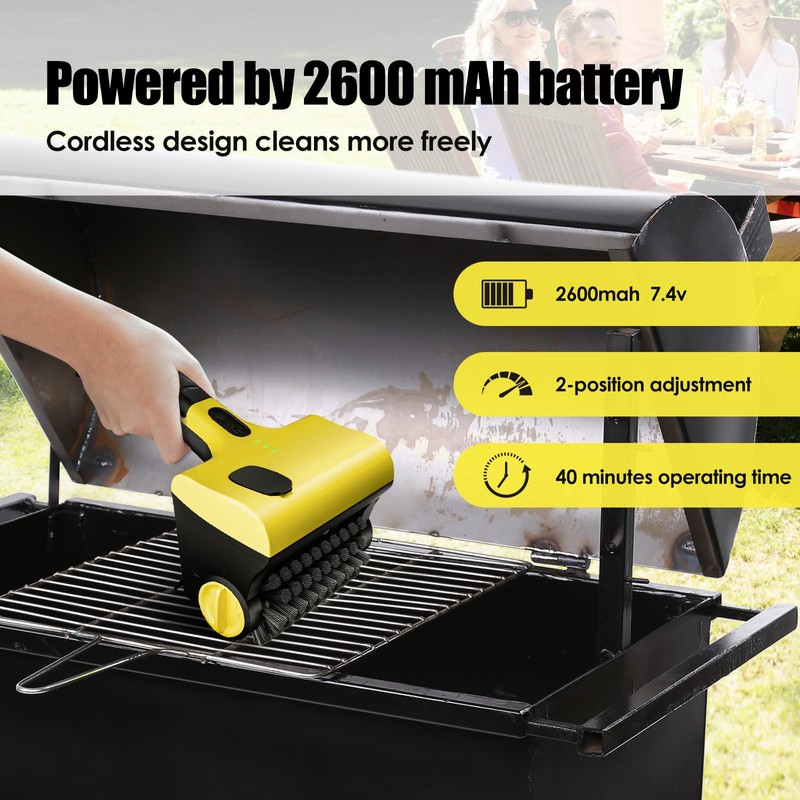 Electric Grill Clean Brush with Liquid Box, Cordless Rechargeable Barbecue