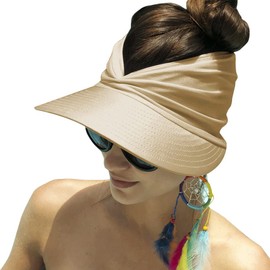 Sombrero con Visera De ala Ancha para Mujer, Sombreros para El Sol De Verano UPF 50+, Protección UV, Sombreros De Playa, Visera De Golf Plegable para Mujer, Gorra De Playa con Cola De Caballo