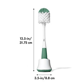 OXO Tot - Cepillo para Polvo para Botellas con Limpiador de pezones y Soporte, Color Salvia