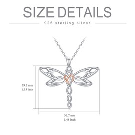 HARMONY BOLA Mothers Day Gift Dragonfly Necklace Celtic Pendant Sterling Silver Dainty Charm Celtic Knot Irish Jewellery Birthday Gifts for Women 18"+2”