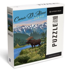 Lantern Press 1000 Piece Jigsaw Puzzle, Coeur d'Alene, Idaho, Painterly Series, Moose, Summer Scene