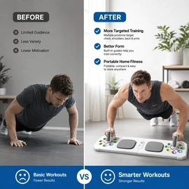 Portable Push Up Board for Home Workouts – Foldable Fitness Trainer with Handles & Resistance Bands