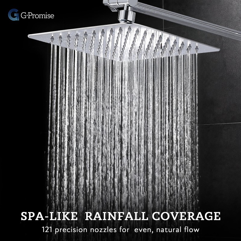 G-Promise All Metal 10" Dual Square Shower Head Combo |