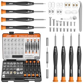 JOREST Glasses Repair Tool Kit, Glasses Repair Kit with Small Screws, Nose Pads, Tweezers, Cleaning Cloth and Precision Screwdrivers, Suitable for Glasses, Sunglasses and Frameless