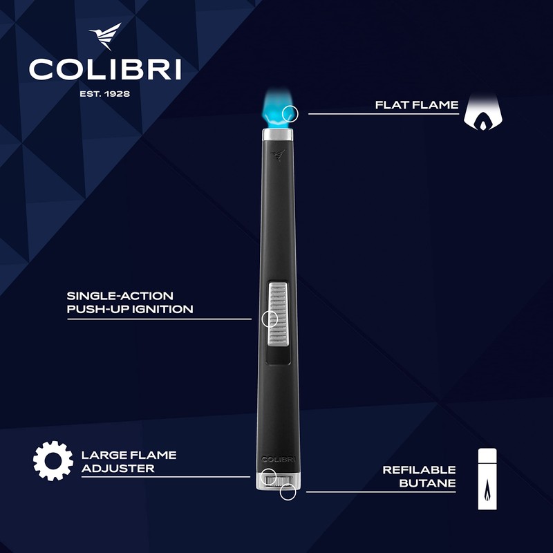 Colibri Aura 10mm Flat Flame Torch Lighter, Multi-Purpose Butane Refillable,