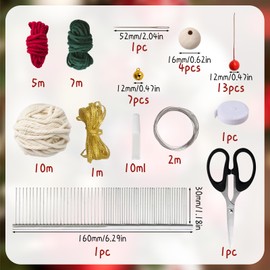 WANDIC 3 Set Christmas Rainbow Decoration Kit, Wood Weaving Crochet Needle Knitting DIY Accessories for Christmas Wreath Pendant Decoration Holiday Decor