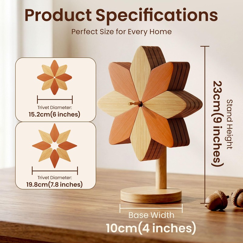 ZHMUZ Windmill Design Trivets for Kitchen Worktops 23cm(6 Inches) Diameter