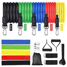 Ligas de Resistencia para Ejercicio, EASYTAO 17PCS Bandas de Resistencia, Correas de Yoga Elásticas de Látex, Bolsa de Transporte, Correas para Tobill