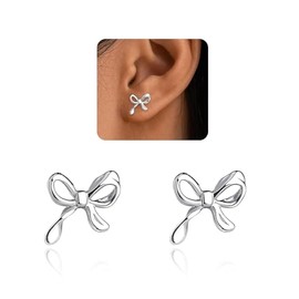 925 Sterlingsilber Schleifen Ohrstecker f√ºr Damen und M√§dchen, Hypoallergen Kleine Band Schleifen Ohrringe Bow Earrings Silber Bogen Ohrringe Schmuck Geschenke