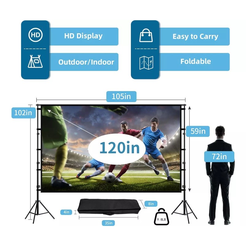 YADILALA Pedestal Pantalla Proyector De Enrollable 120 Hd Con Soporte