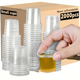 Cynohesta Bulk Mini Plastic Shot Glasses Disposable Small Cups，Clear Communion Cup for Sample Tasting,Little 1oz-1.5-2-3 Ounce Mouthwash Cups Tiny (200, 1OZ)