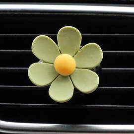 6 Pcs Daisy Flower Air Vent Clips Flower Car Air Freshener Clips Charms Air Conditioning Outlet Clip Car Inter Decor Accessories Green