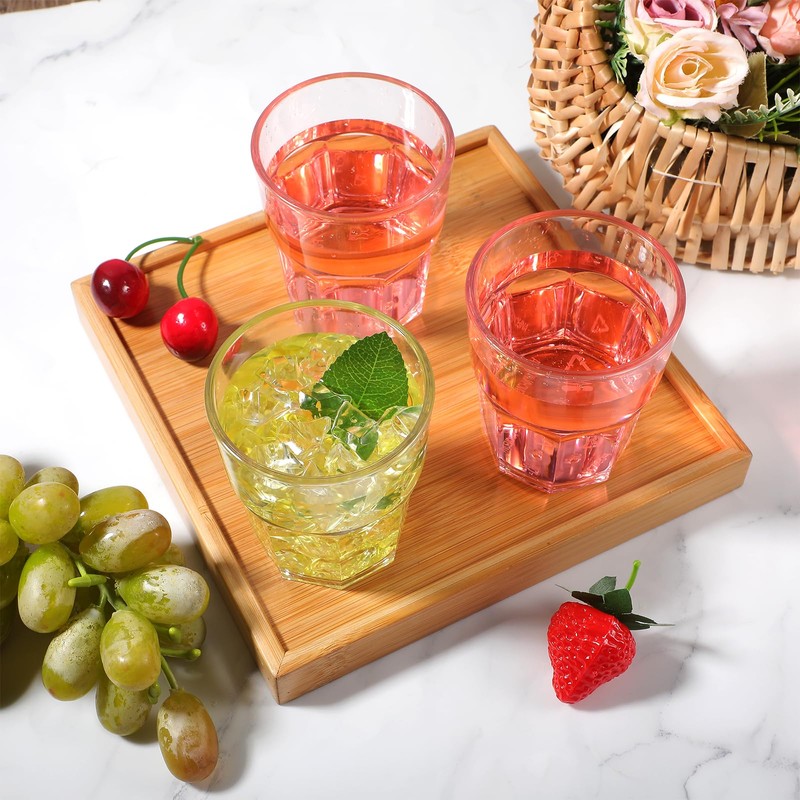 24 Pack Clear Plastic Drinking Glasses, 8 oz Shatterproof Stackable
