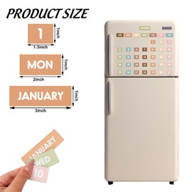 JarThenaAMCS 50Pcs Boho Magnetic Fridge Calendar Months Days of The Week Number Magnets Date Indicators for Home Office Classroom Whiteboard Refrigerator Supplies