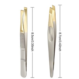 Tweezers, 2Pcs Eyebrow Tweezers Set, Stainless Steel Slant Tweezer, Facial Hair Remover for Women and Men