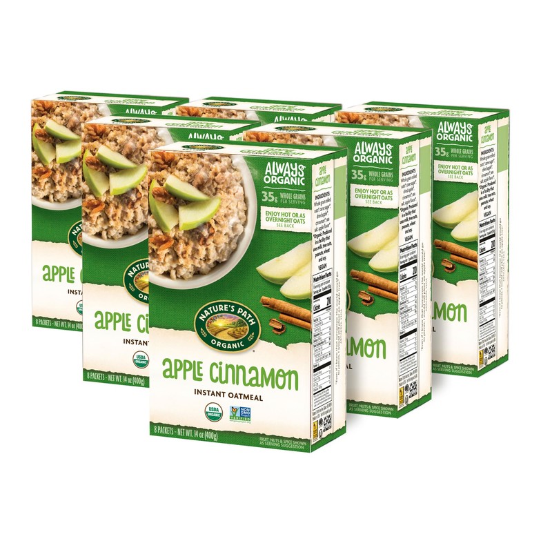 Nature's Path Organic Apple Cinnamon Instant Oatmeal, 14 oz (Pack