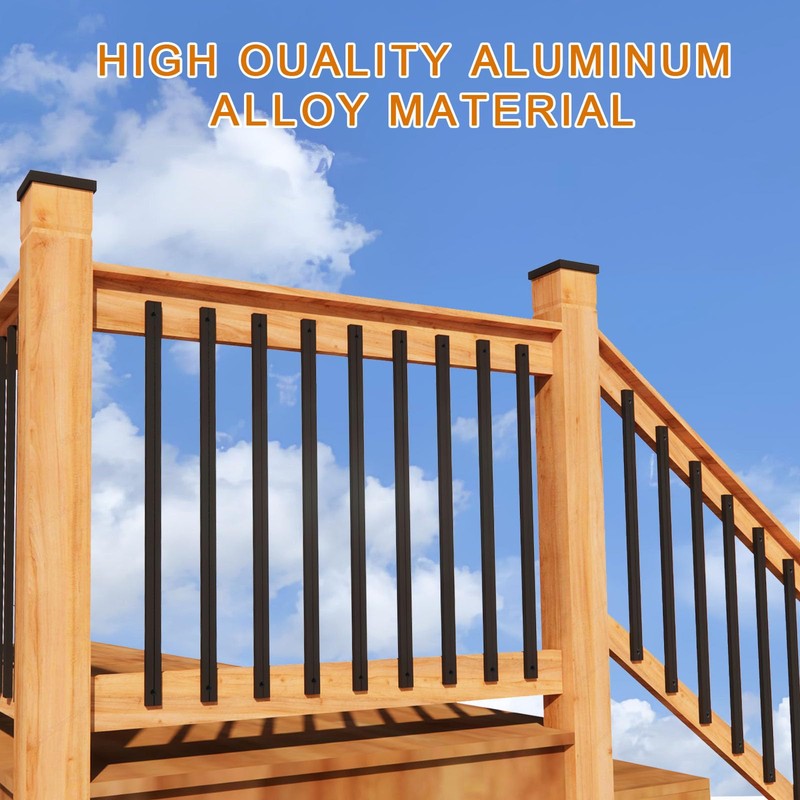 25 Pack 36" Black Hollow Rectangle Aluminum Deck Balusters with