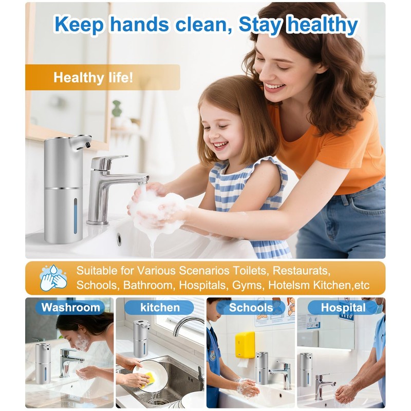 Automatic Foaming Soap Dispenser with Digital Display, 6-Level Foam Adjustable,