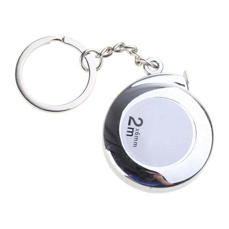 2M Silver Tape Measure Keychains Stainless Steel Tape Measure Tape