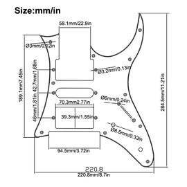 SAPHUE Multicolor IB 7V Guitar Pickupguard 3 Ply 10 Holes HSH Anti-Scratch Plate for Electric Guitar