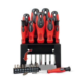21 Piece Screwdriver Set | Magnetic Screwdrivers with Stand | Assorted Bits | Cushion Grip Screwdrivers | Screwdriver Set for All Your DIY Tasks | Magnetic Tips |
