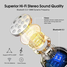 OYIB Wireless Earbuds, Bluetooth 5.3 Earphones with 4-Mics Clear Call, ENC Noise Cancelling Mic, Bluetooth Ear Buds Touch Control Stereo Sound, LED Display, Waterproof Running Headphones for Workout