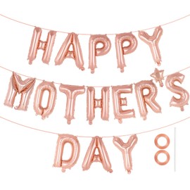 Happy Mother's Day Balloons, Mother's Day Letter Balloons Banner, Mothers Day Decorations for Party, Happy Mothers Day Backdrop for Mother's Day Themed Party Supplies (Mothers Day-Rose Gold)