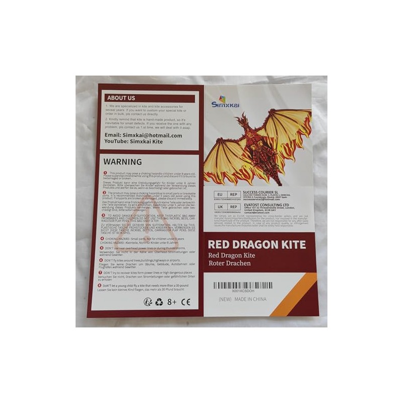 Simxkai Dragon Kite for Adults, Kids, boy, Beginners, Beach,Large, Ages