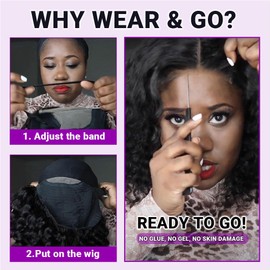 UCUVIC Curly Bob Wig Human Hair 5x5 Wear And Go Glueless Wigs Human Hair Pre Plucked Pre Cut Deep Wave Lace Front Closure Wigs For Black Women 200 Density Curly Wig Glueless Wear And Go Black 12 Inch