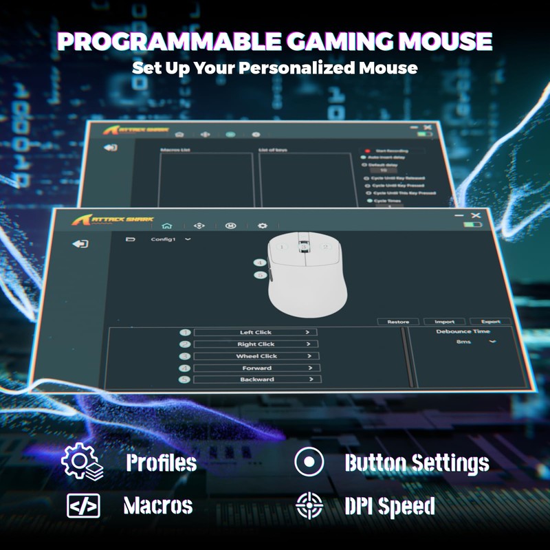 ATTACK SHARK X8 Ultimate Wireless Gaming Mouse,55g Ultra-Lightweight BT/2.4GHz Wireless/Wired