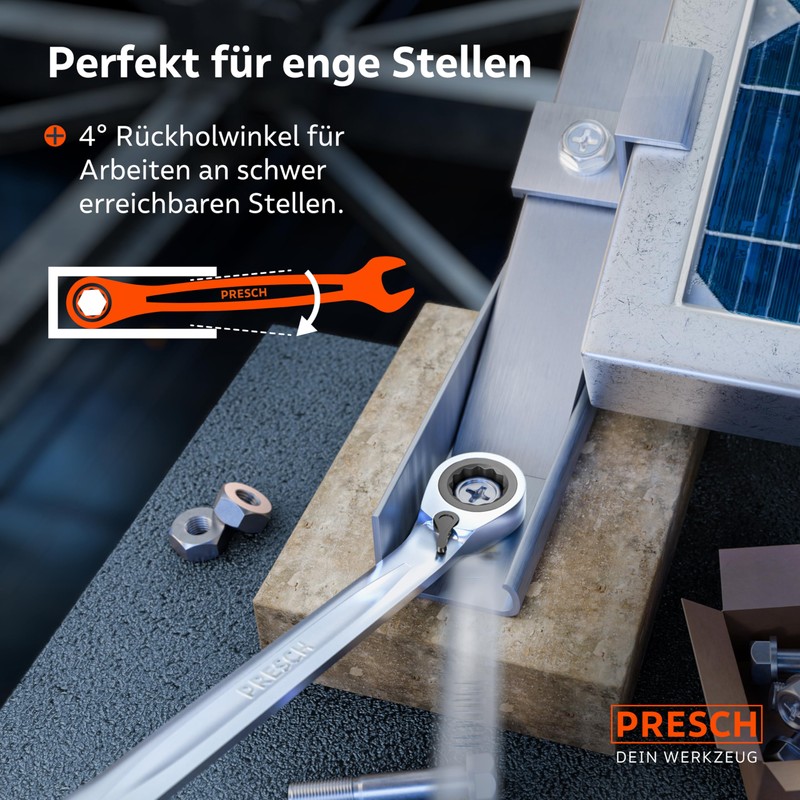 PRESCH Ratchet Wrench Set 5 Pieces Reversible (8, 10, 13,