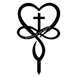 Infinity Heart Cross Grave Decorations, Black Cross
