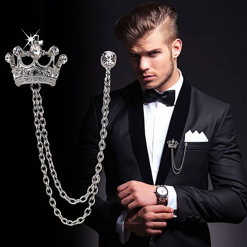 Brooches Pin for Men Shirts Collar Chain Brooch Pin Lapel