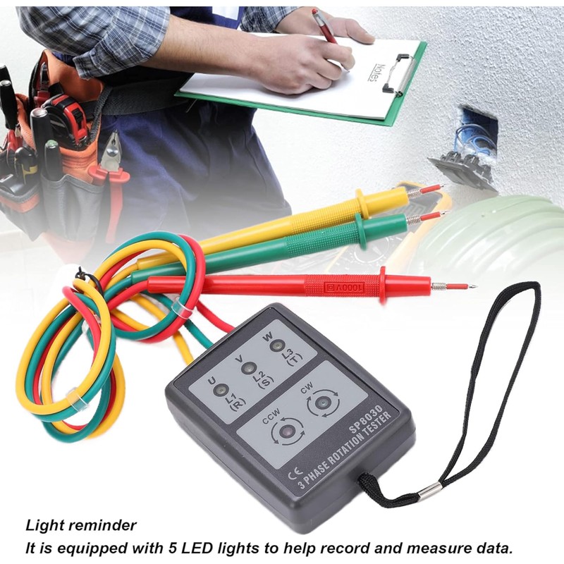 Digital Phase Indicator,Portable Phase Tester,SP8030 3 Phase Rotation Meter,High Accuracy