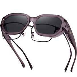 DUCO Polarized Fit Over Sunglasses for Women Chic Bold Oval Frame Shades UV400 Protection Sun Glasses DC8988 (Matte Purple Frame Grey Lens)