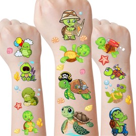 Sea Turtle Temporary Tattoos Stickers - 8 Sheets 240 Pcs Cute Sea Turtle Birthday Party Favors Decorations Ocean Animals Tortuga Tattoo Stickers for Kids Boys Girls Classroom Prizes Rewards Gifts