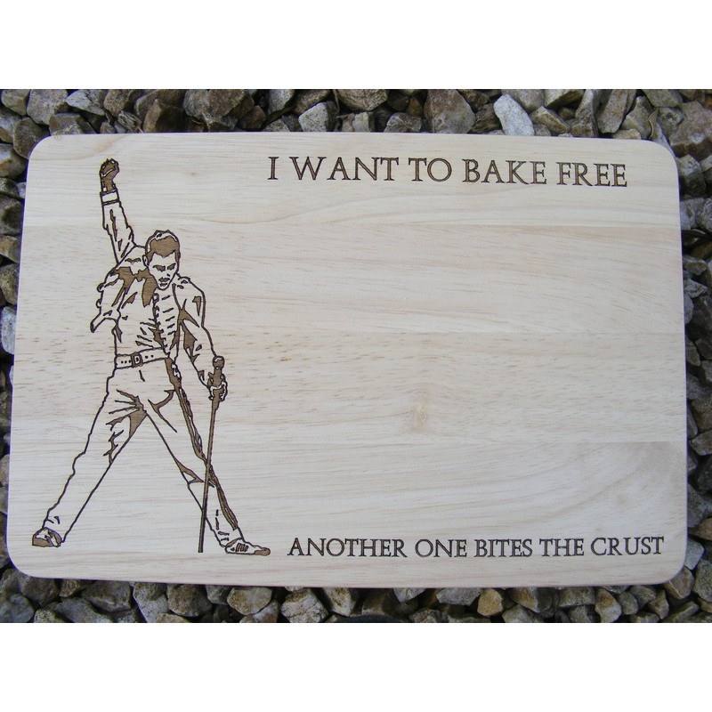 QUEEN FREDDIE MERCURY GIFT IDEA PREMIUM HARDWOOD WOODEN CHOPPING CUTTING