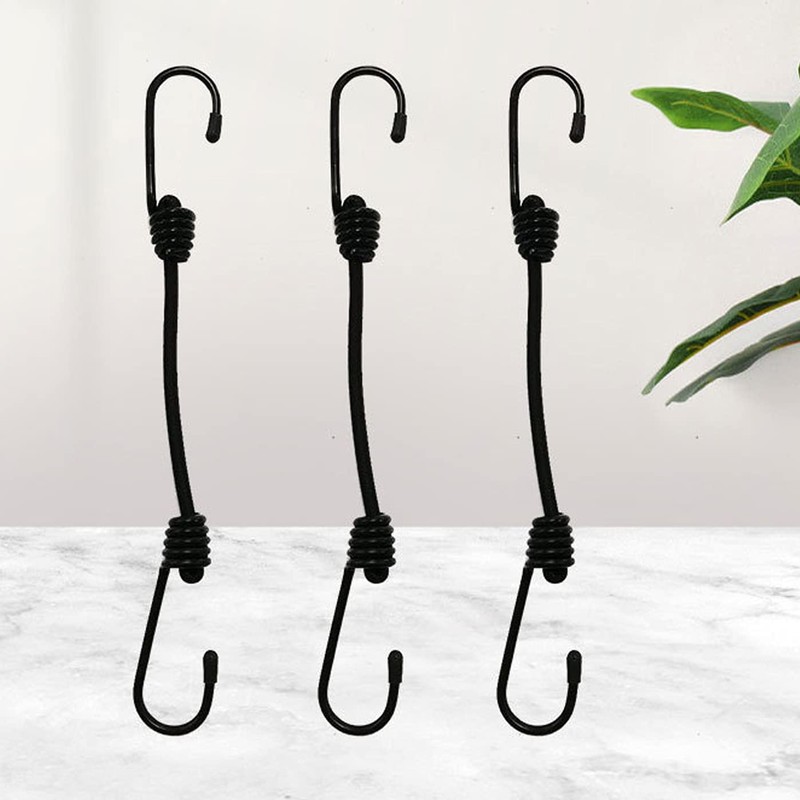 SyiXute 12 Pcs Black Shock Cord Hook 10 X 8