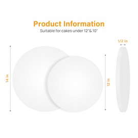 Kootek Kootek Cake Boards Drums 12 & 14 Inch Round, 1/2" Thick Decorating Supplies White 6-Pack Sturdy Corrugated Cardboard Base, Base para Pastel